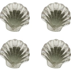 Clayre & Eef Deurknop Set van 4 Schelp 4 cm Transparant Glas Meubelknop