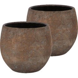 DK Design Bloempot Maya - 2x - roestbruin - D21 x H24 cm - rustiek - Plantenpotten