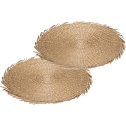 Set van 4x stuks ronde placemats raffia naturel 38 cm - Placemats