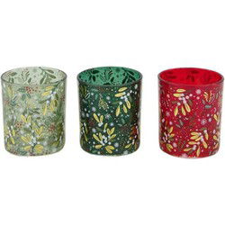 Tealight holder glass 7x7x8 cm ass3