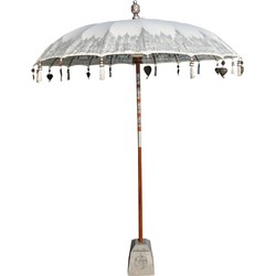 Bali parasol  180 cm créme half zilveren beschildering