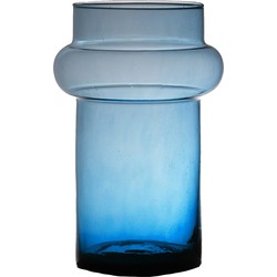 Hakbijl Glass Bloemenvaas Luna - transparant blauw - eco glas - D16 x H25 cm - cilinder vaas - Vazen