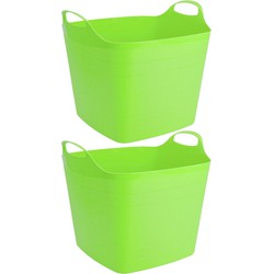 2x stuks flexibele kuip opbergmanden vierkant groen 40 liter 42 x 42 cm - Opbergmanden