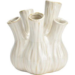 Bloemenvaas - tulpenvaas - wit - keramiek - L20 x B20 x H21 cm - Vazen