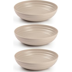 Set van 6x kommetjes/schaaltjes - Dessert/ontbijt - Kunststof - D22 cm - Taupe - Kommetjes