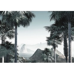 Sanders & Sanders fotobehang tropisch paradijs vergrijsd groen - 400 x 280 cm - 612041