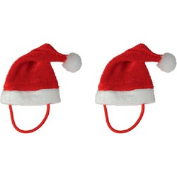 10x Mini kerstmutsen met bandje voor mini knuffeldieren of kleine poppen - Kerstmutsen