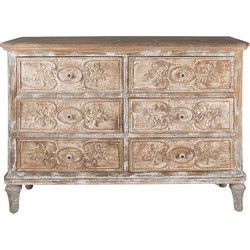 Clayre & Eef Dressoir  141x40x105 cm Beige Grijs Hout Rechthoek Ladekast