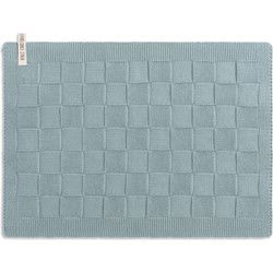 Knit Factory Gebreide Placemat - Onderlegger Uni - Stone Green - 50x30 cm