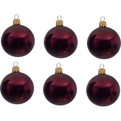 Decoris kerstballen - 6x st - donkerrood - D8 cm - glas - Kerstbal