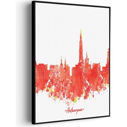 Muurwerken Akoestisch Schilderij - Skyline Antwerpen Watercolor Paint - Geluidsdempend Wandpaneel - Wanddecoratie - Geluidsisolatie - BASIC (AW 0.65) M (60X85)