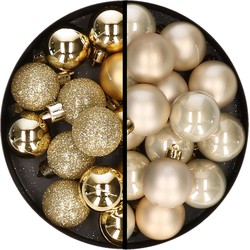 36x stuks kunststof kerstballen goud en champagne 3 en 4 cm - Kerstbal