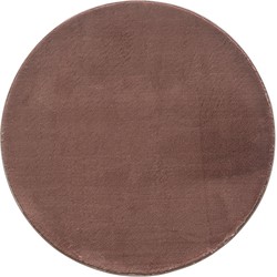 Blake Hoogpolig Effen Bruin vloerkleed - Rond Wasbaar - 80 X 80 CM