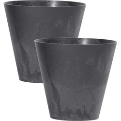 Set van 3x stuks kunststof bloempotten/plantenpotten betonlook 30 cm antraciet grijs - Plantenpotten