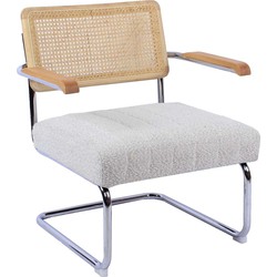 Fauteuil Stof Beige - Chroom - Zithoogte 42cm - 73.5x69x80cm