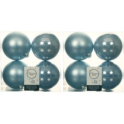 8x stuks kunststof kerstballen lichtblauw 10 cm glans/mat - Kerstbal