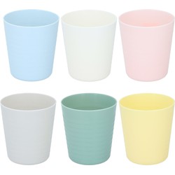 Set van 6x drinkbekers - gekleurd - kunststof - 230 ml - herbruikbaar - Drinkglazen