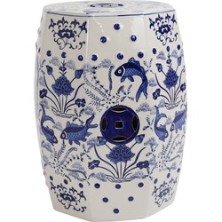 Fine Asianliving Keramische Kruk Blauw Wit Porselein Handgemaakt