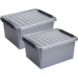 2x stuks opberg box/opbergdoos 36 liter 50 x 40 x 26 cm kunststof - Opbergbox