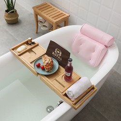 Decopatent® Luxe Bamboe Badrekje - Badplank voor in Bad met Boekenhouder - Tablethouder - Uitschuifbaar badrek van 75 tot 110 cm