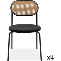 Set van 4 stoelen van gevlochten rotan met metalen frame, 47 cm  MOZART