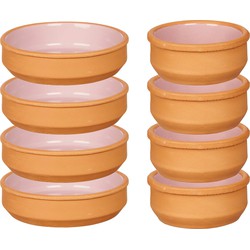 Set 10x tapas/creme brulee schaaltjes - terra/roze - 6x 8 cm/4x 16 cm - Snack en tapasschalen