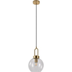 Luton Pendant - Pendant in ball shaped clear glass and brass socket, 150 cm fabric cord 150 cm fabric cord Bulb: E27/40W