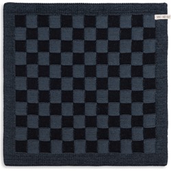 Knit Factory Gebreide Keukendoek - Keukenhanddoek Block - Zwart/Granit - 50x50 cm