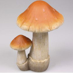 Decoratie tuinbeeldje paddenstoel - boleet - bruin/wit - 8 x 13 cm - Tuinbeelden