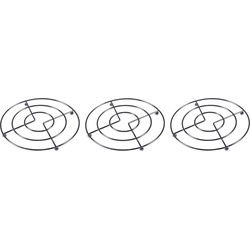 Pannen onderzetters - 3x - chroom metaal - Dia 17 cm - Panonderzetters