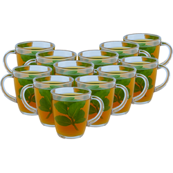 OTIX Kunststof Theeglazen - met Oor - 12 Stuks - Koffietassen - Theeglas - Camping Servies - 380ML - OCEANI