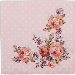 Clayre & Eef Servetten Papier Set van 20  33x33 cm (20) Roze Papier Bloemen Servetten Papieren