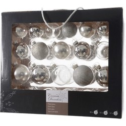 42x Glazen kerstballen glans/mat/glitter zilver 5-6-7 cm kerstboom versiering/decoratie - Kerstbal