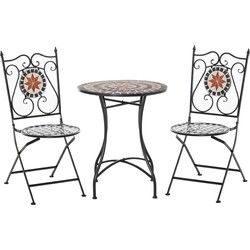4goodz Bistroset 3-delig met Mozaïek design - tafel met 2 opklapbare metalen stoelen