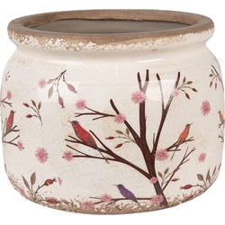 Clayre & Eef Bloempot  Ø 20x15 cm Beige Bruin Keramiek Takken Bloempot Binnen