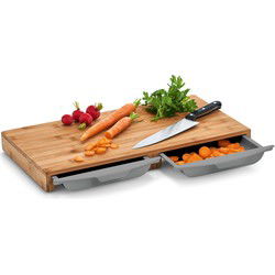 Zeller snijplank - met 2 opvangbakjes - bamboe hout - 50 x 28 cm - Snijplanken