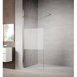 Badplaats Douchewand Florida 50 x 200 cm - Chroom – Inloopdouche 8 mm met Half Melkglas