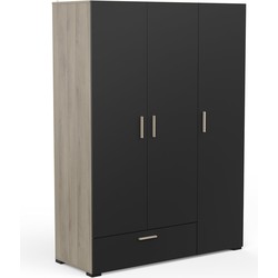 Kast met 3 deuren, 1 lade en kledingstang met legplank - L134,6 cm