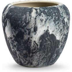 Jodeco Plantenpot/bloempot Marble - wit/zwart - keramiek - D20xH18 cm - Plantenpotten