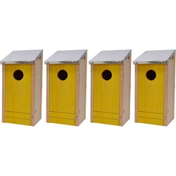 4x Gele vogelhuisjes voor kleine vogels 26 cm - Vogelhuisjes