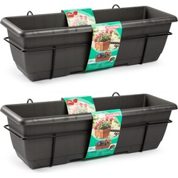 PlasticForte Balkonbak - 5x - antraciet - 60cm - plantenbak met hanger - Plantenbakken