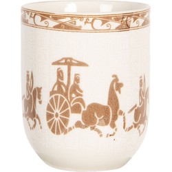 Clayre & Eef Mok  100 ml Beige Bruin Porselein Rond Theemok