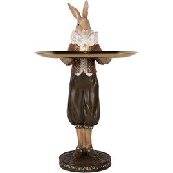 Clayre & Eef Decoratie Beeld Konijn Beige Bruin Kunststof
