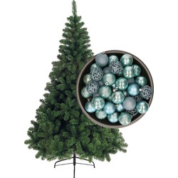 Bellatio Decorations kunst kerstboom 120 cm met kerstballen ijsblauw - Kunstkerstboom