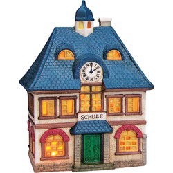 Lichthuis "School" van porselein, Kleurrijk (B/H/D) 12x18x10cm