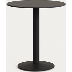 Kave Home - Zwarte ronde Esilda-buitentafel met zwart gelakte metalen poot Ø 70 x 70 cm