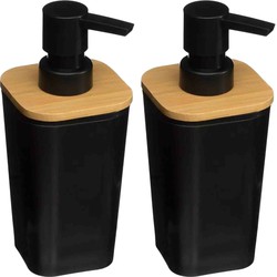 2x Stuks Zeeppompjes/zeepdispensers van kunststeen - zwart - 300 ml - Zeeppompjes