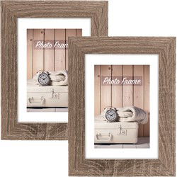 ZEP Fotolijstje - 2x - bruin - hout - voor foto van 20 x 25 cm - wonen - Fotolijsten