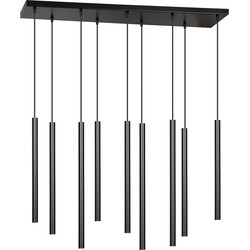 minimalistische hanglamp Longo Zwart 9-lichts