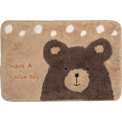 Clayre & Eef Badmat 58x38x1 cm Beige Bruin Polyester Beer Have a nice day